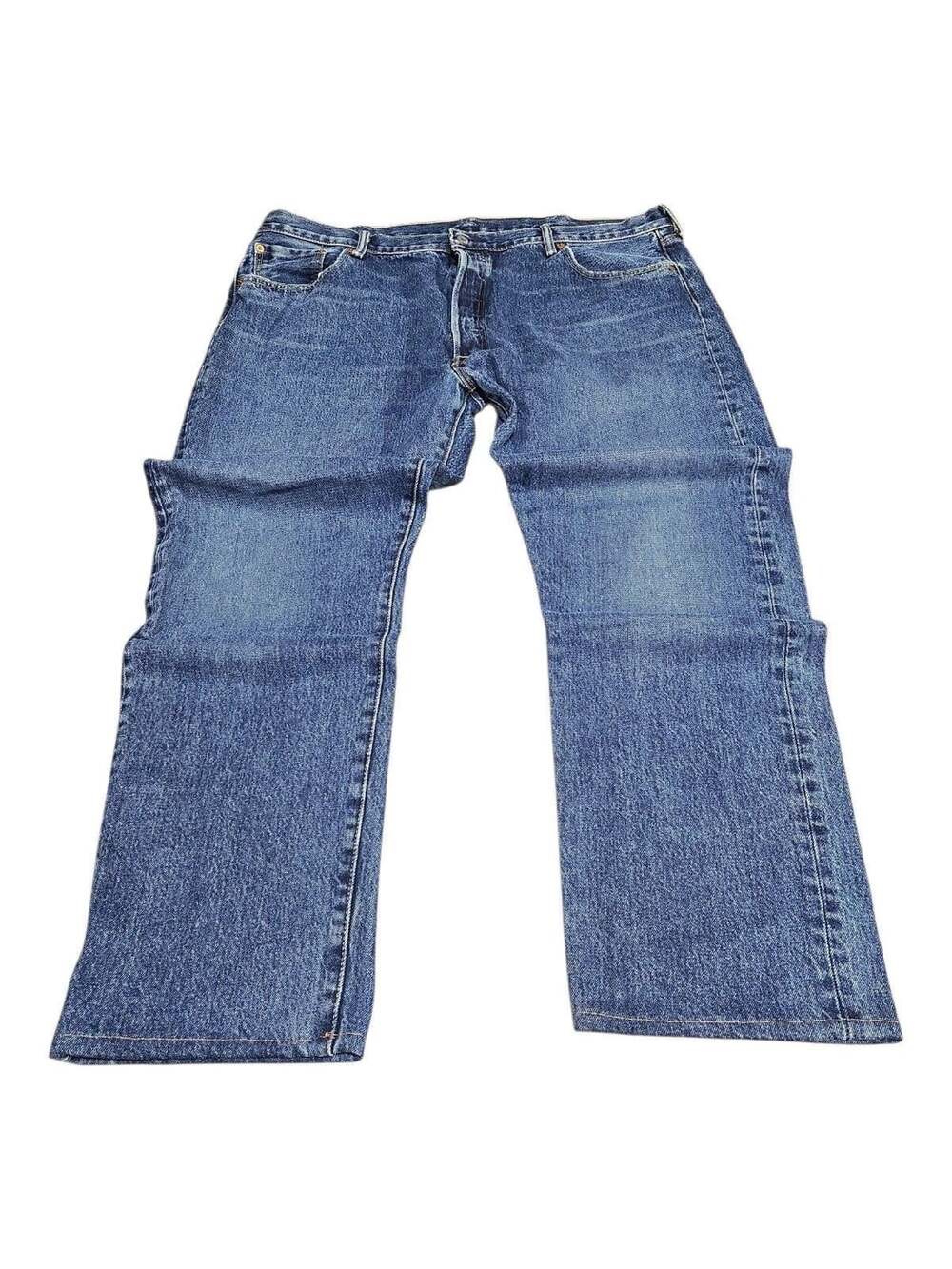 Levi's 501 Original Fit Jeans Size W44 L32 Blue Denim Flare Leg Button Fly